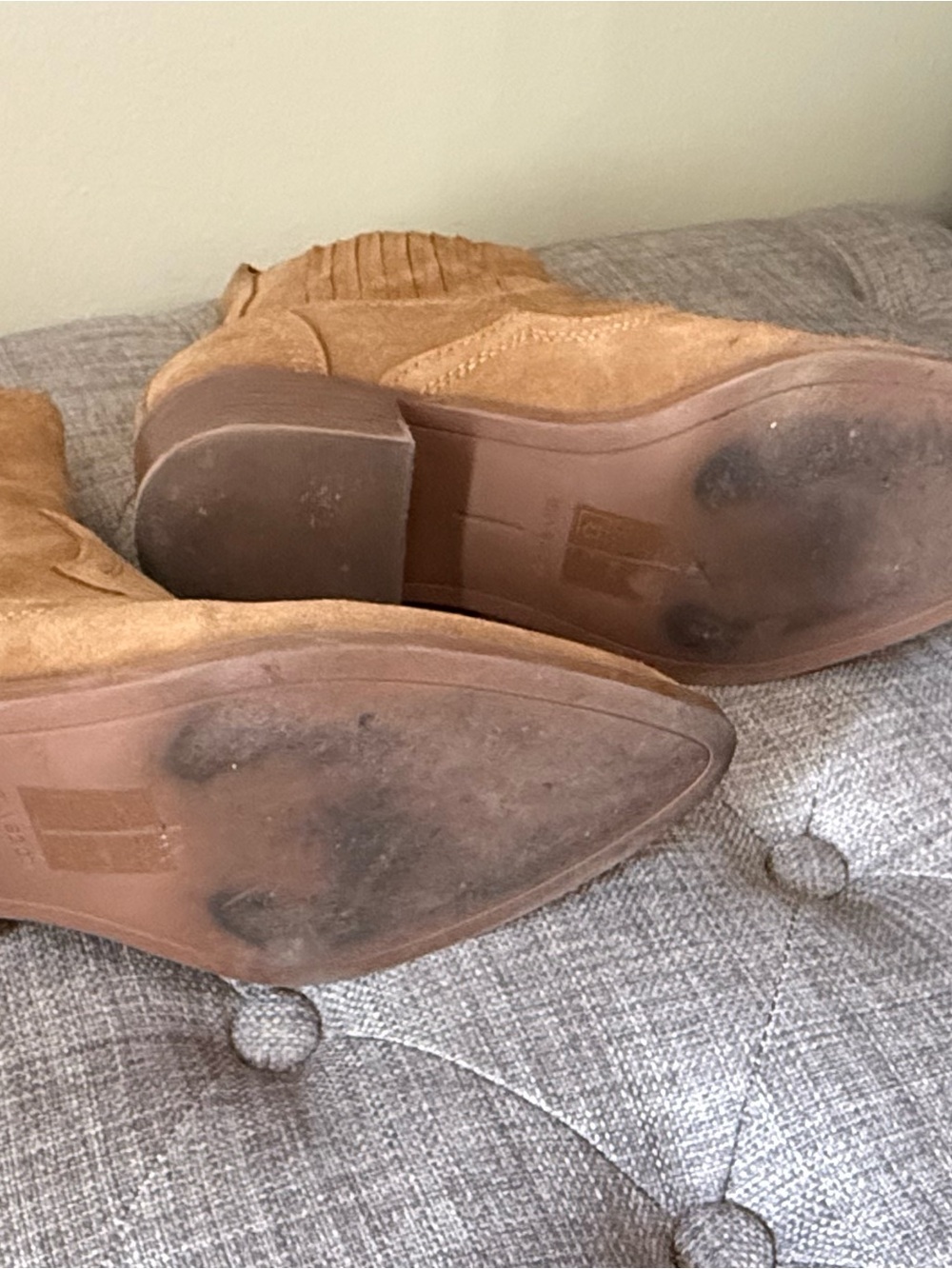 Dolce Vita Tan Suede Pointed-Toe Chelsea Booties - Picture 6 of 8